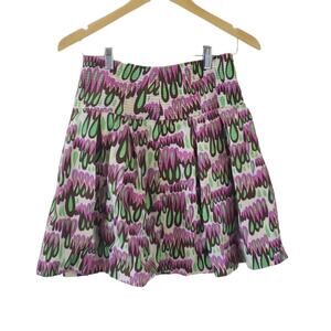 Tibi Circle Skirt Wide Waistband Teardrop Print Purple Green Women 2